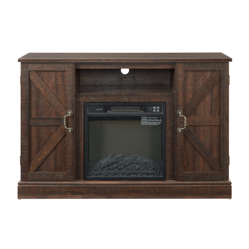 Farmhouse Classic Media TV Stand Entertainment Console For TV Up To 50" With 18" Electric Fireplace Insert With Open And Closed Storage Space, 47"W*15.5"D*30.75"H