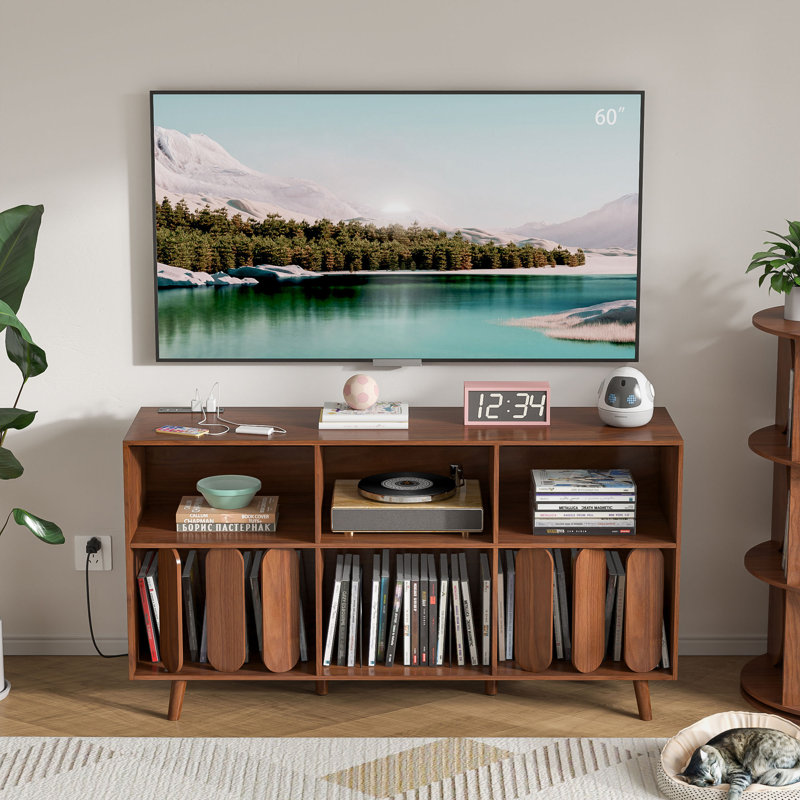 Large Record Player Stand, Record Storage Holder, Record Player Table With Power Outlet, Record Storage Turntable Stand, Record Player Cabinet For Bedroom, Living Room, Office