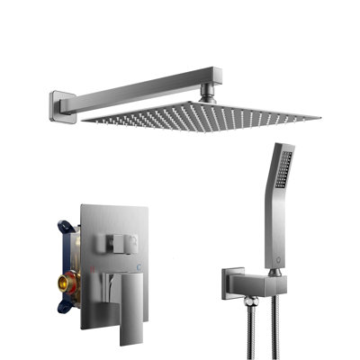 10 inch Bathroom Wall Mounted Rainfall Shower Head System with Faucet Rough-in Valve