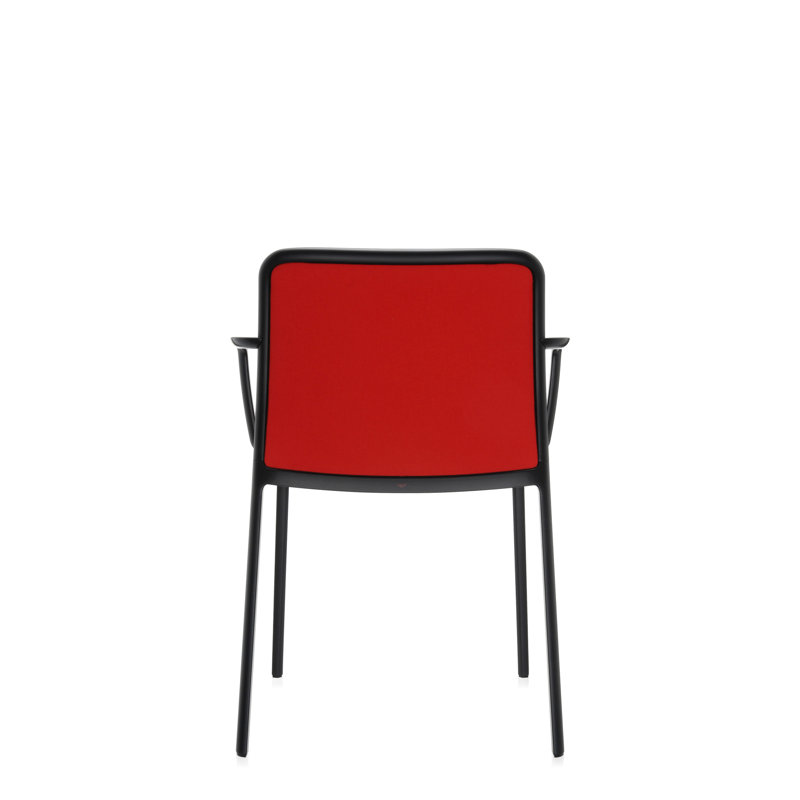 Audrey Armchair, Red Trevira, Polished Aluminium