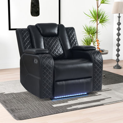 Lamica 37.8" Wide Modern Multifunctional Vegan Leather Dual Motor Power Recliner