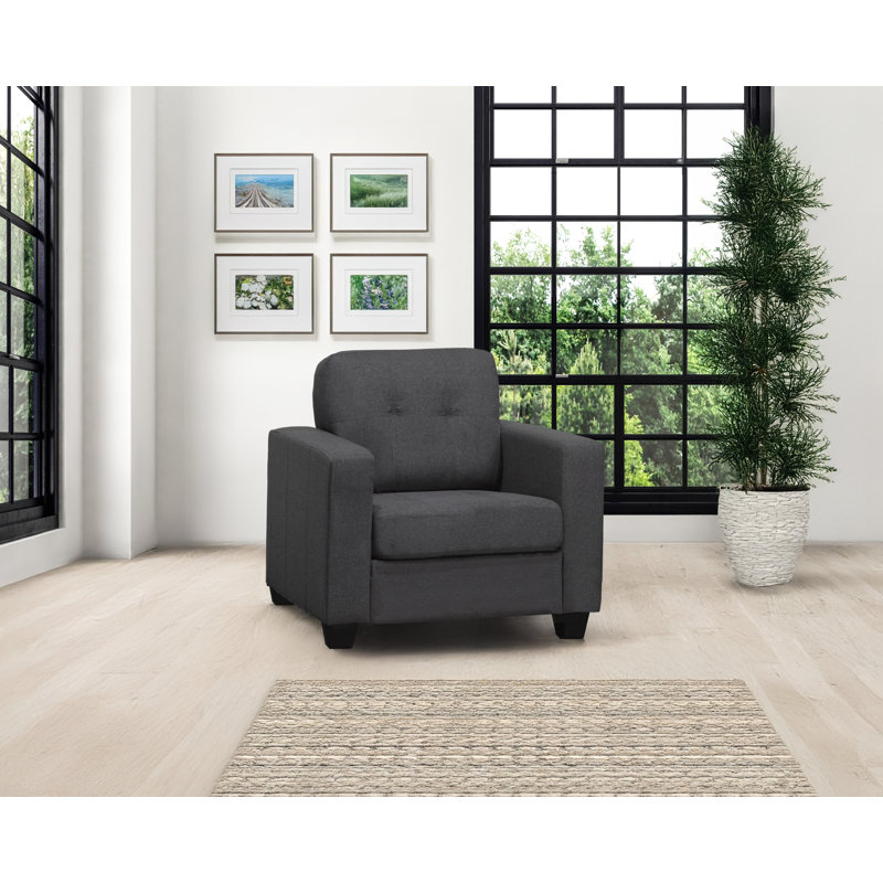 Fauteuil standard en lin capitonné l 34 po
