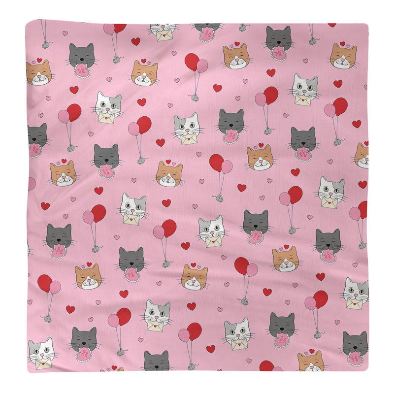 Serviette de chats ste hol, 22 po x 22 po, Rose / gris / rouge, Polyester