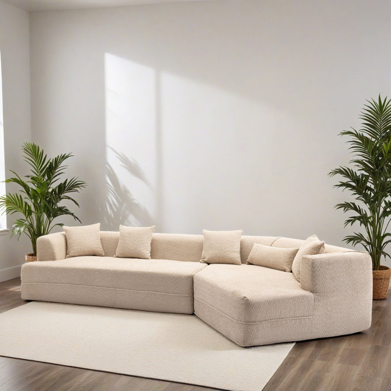 Canapé modulaire de 128,02 po avec méridienne en forme de L, canapé modulaire moderne avec siège profond et fauteuils rembourrés pour la chambre à coucher du salon