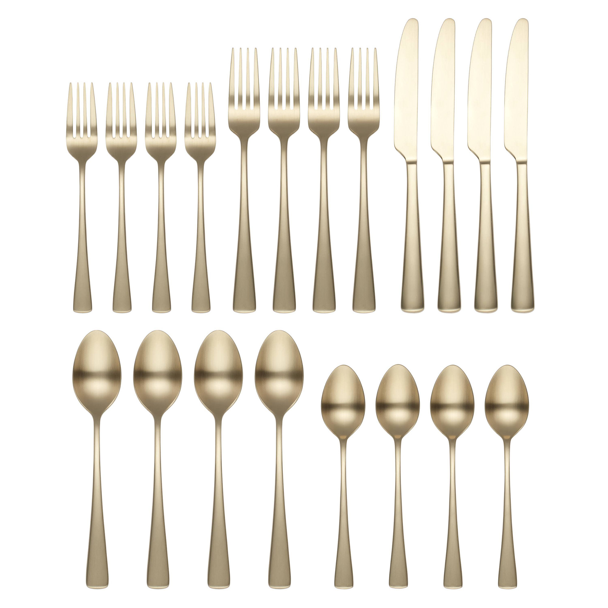 Elmire 20-Piece Flatware Set, Champagne Satin