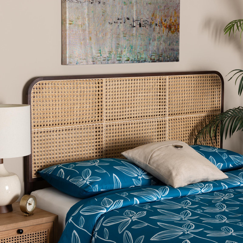 Gastelum Bayur Solid Wood and Natural Bamboo Headboard, Dark Brown/Natural Brown