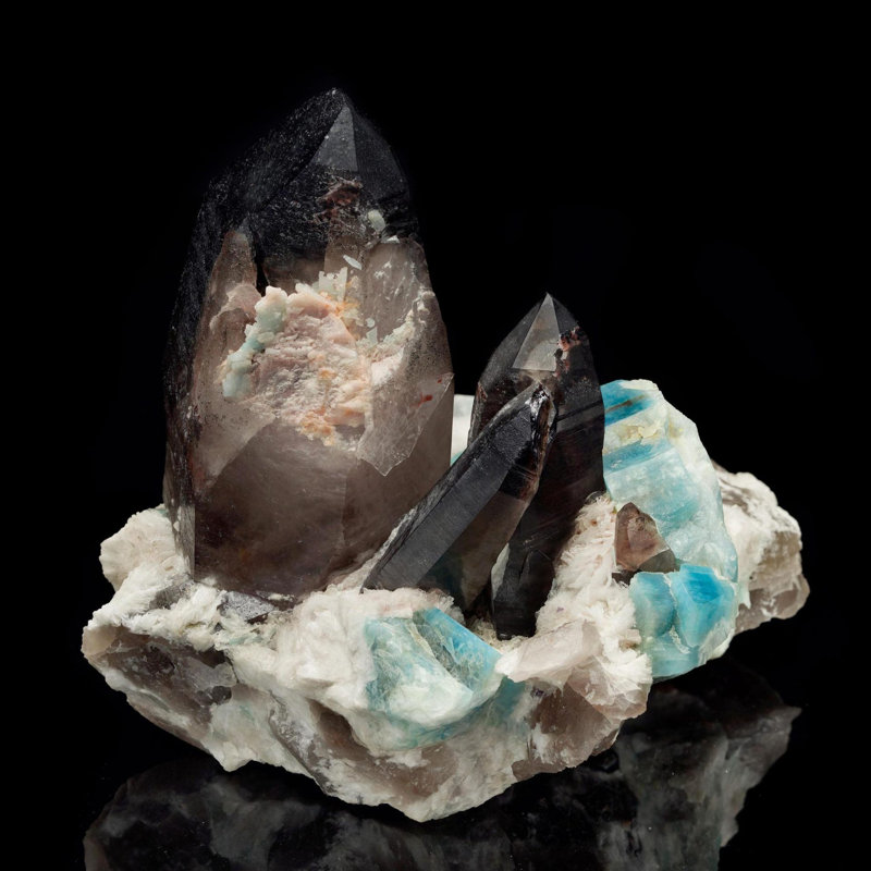 Smoky Quartz with Amazonite and Albite