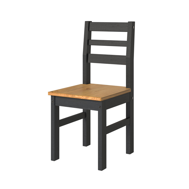 Dhaka PAIR Solid Wood Dining Chairs, Black and Antique wax