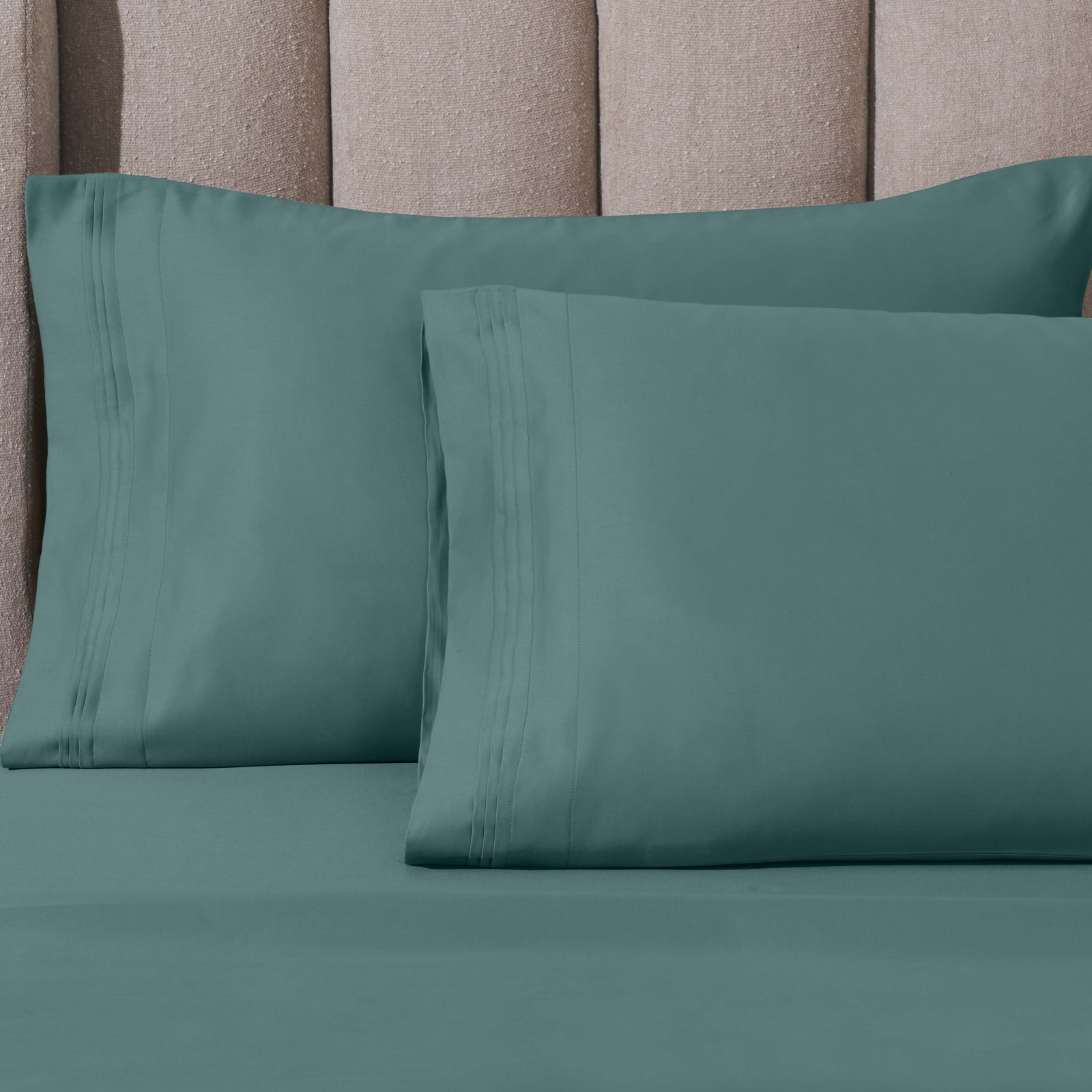 Arling Cotton Pillowcase, Standard Pillowcase, Deep Sea