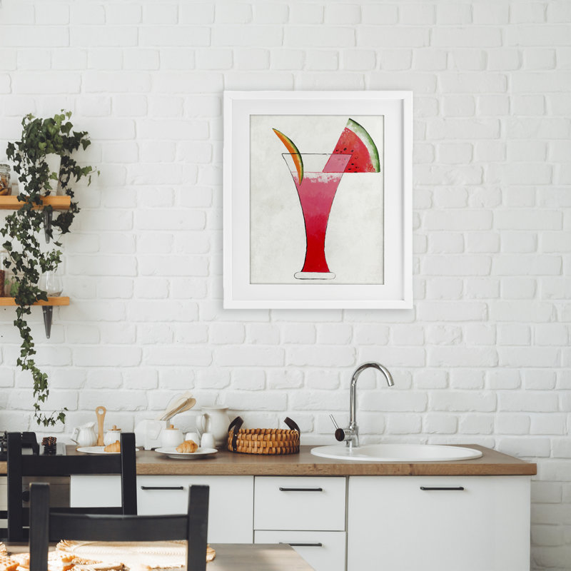 «Summer Cocktail Watermelon Slice», reproduction encadrée sous verre, conception par Lorenzo Collective, H 21 po x l 17 po