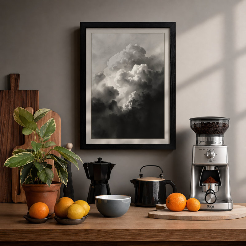 Towering Cumulus Modern - Print, A2 - 59.4 x 42.0 cm, Black