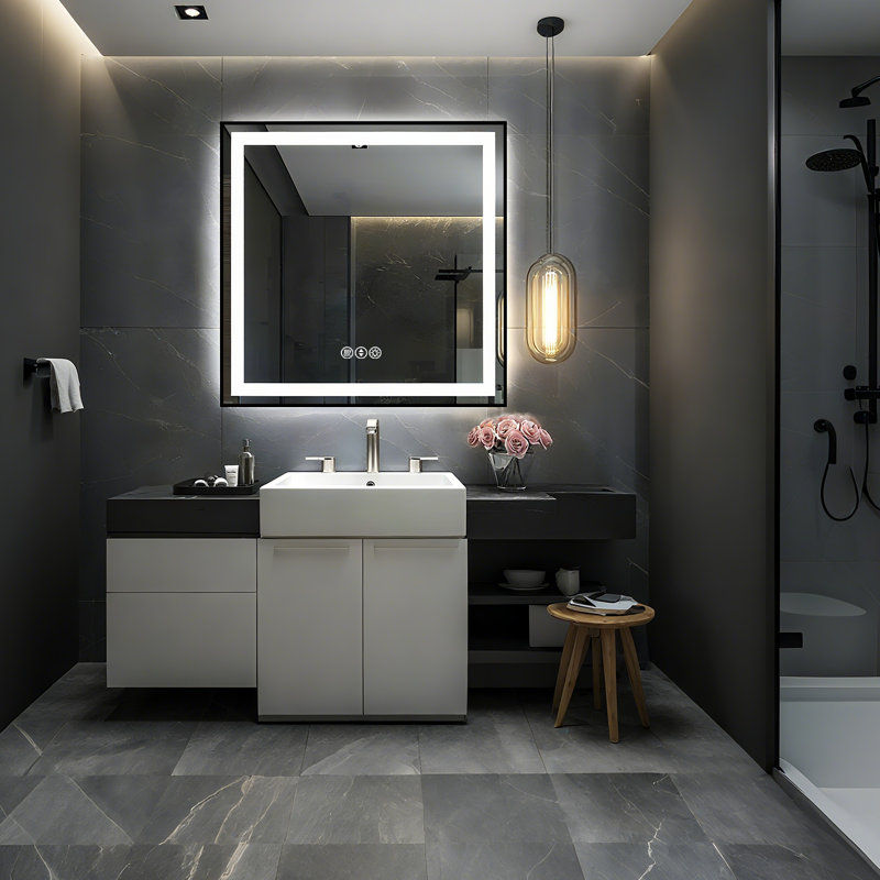 Adorna UL Certified Dimmable LED Bathroom Mirror with 3-Color Lighting, Anti-Fog & Sleek Black Frame, 36" x 36"