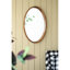 Miroir de salle de bain ovale 24 po x 36 po avec bordure en bois - Crochet mural élégant tactile