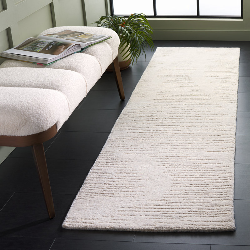 Tapis ivoire en laine / coton touffeté à la main Rodeo Drive 679, Rectangle 3 pi x 5 pi