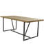 Table de salle à manger en bois sculpté à motif géométrique brun avec base en métal noir