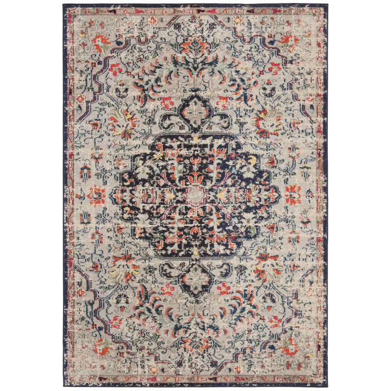 Felty Oriental Beige Area Rug, Rectangle 6' x 9'