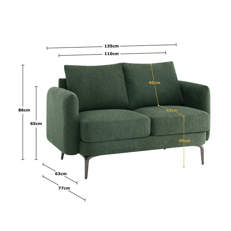 Sofia 2 Seater Fabric Sofa, Green