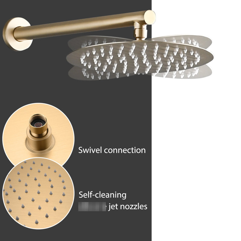 Wall Mounted Shower With High Head And 5 Handheld, 10 Inches, Brass Copper
