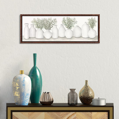 White Vases Still Life by Cindy Jacobs - Panoramic Painting on Canvas