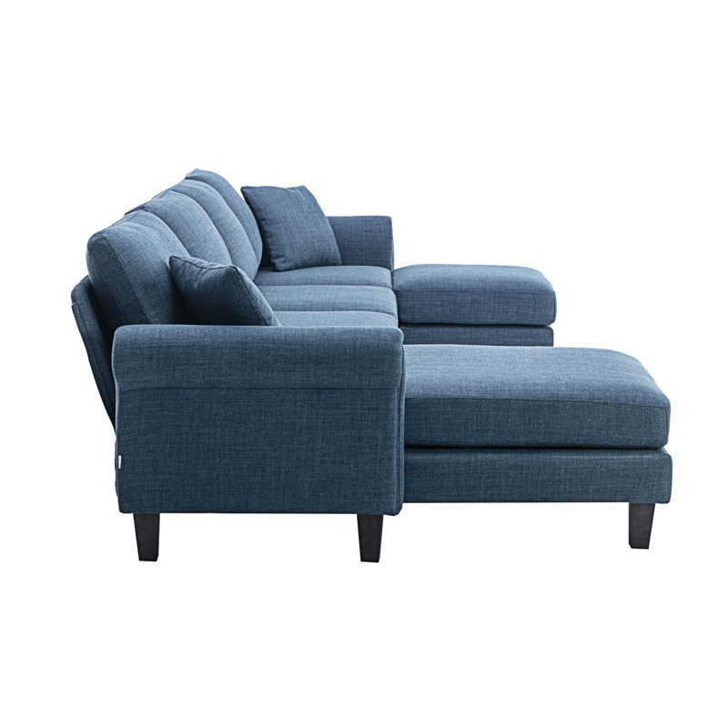 Canapés modulaires rembourrés 3 pièces Aindrea, Polyester bleu marine