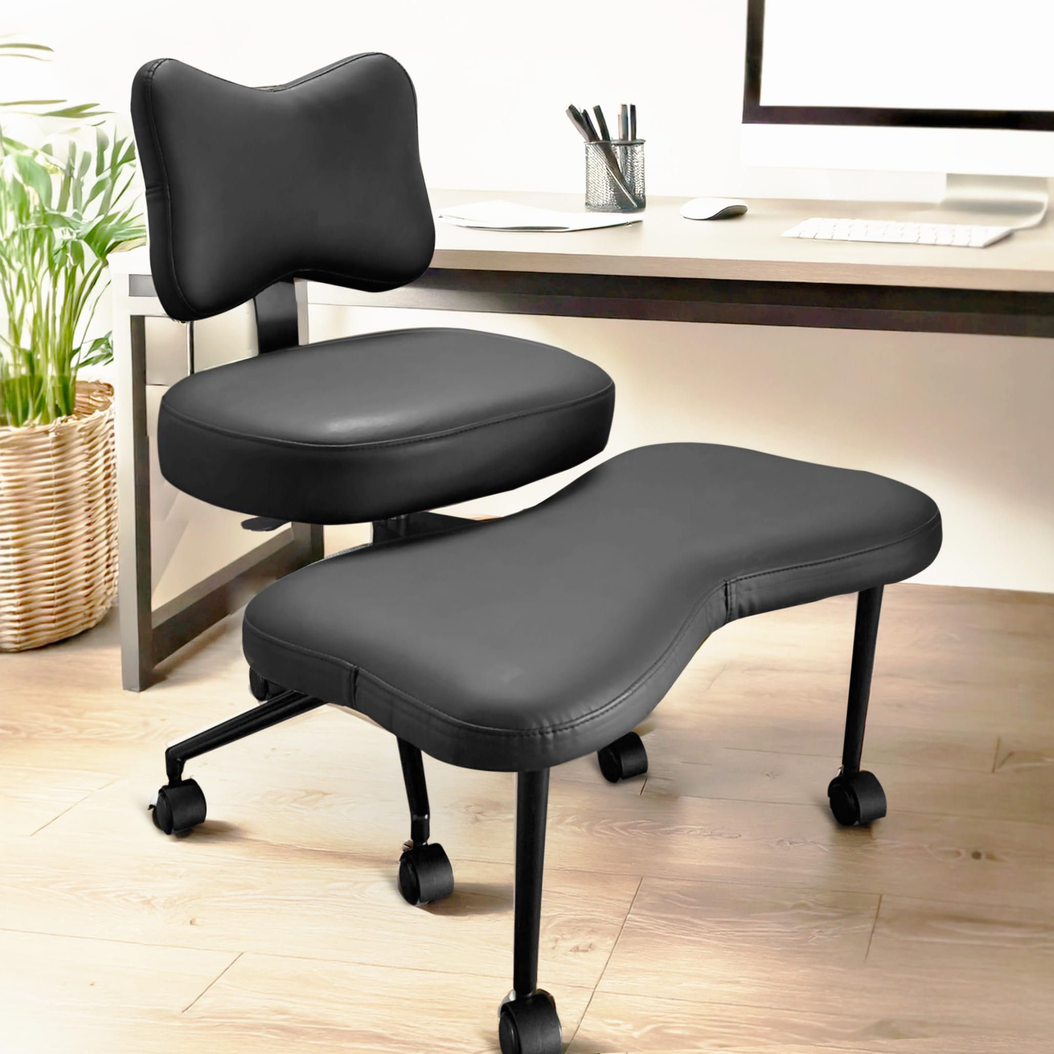 Hokku Designs Cross Legged Office Chair, With Wheels, Ergonomic