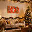 Ensemble de 3 impressions sur toile de Noël, rubans de pin, flocons de neige et fond orange-1566573030