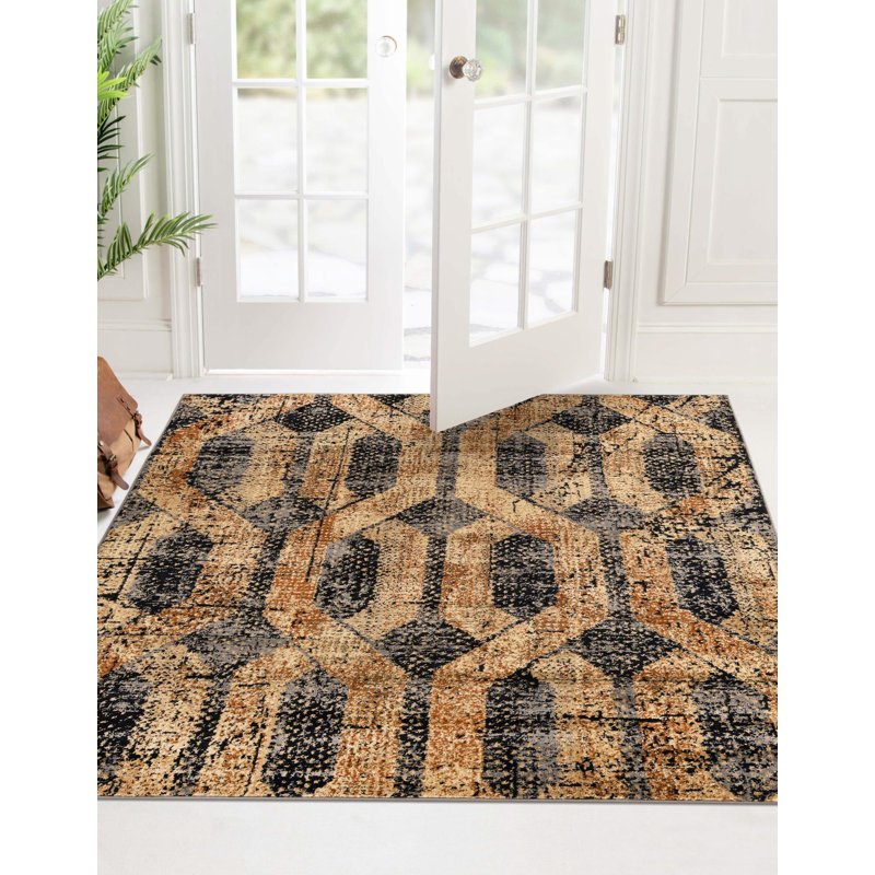 Geometric Indoor Rug, Square 5'3"