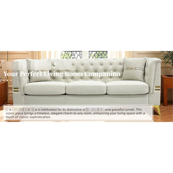 Latitude Run® Contemporary 3 - Seater Velvet Couch In Grey, Mid Century ...