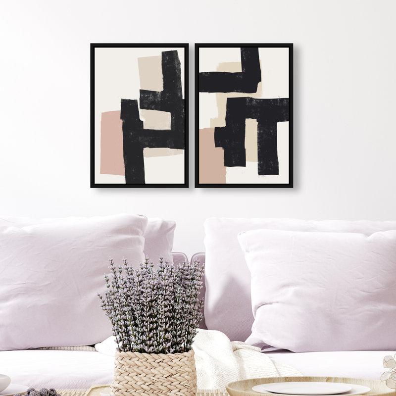 Nowhere Set Abstract Canvas Print by Oliver Gal, Black Frame, 10 x 15, 11"H x 16"W, Black Floater Frame