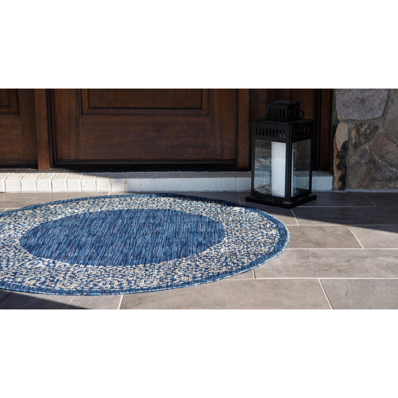 Tapis extérieur d'extérieur couleur mer, Rond 10 pi 8 po