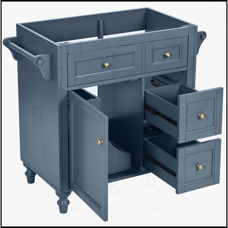 Meuble-lavabo de 30 po sans lavabo supérieur, Bleu