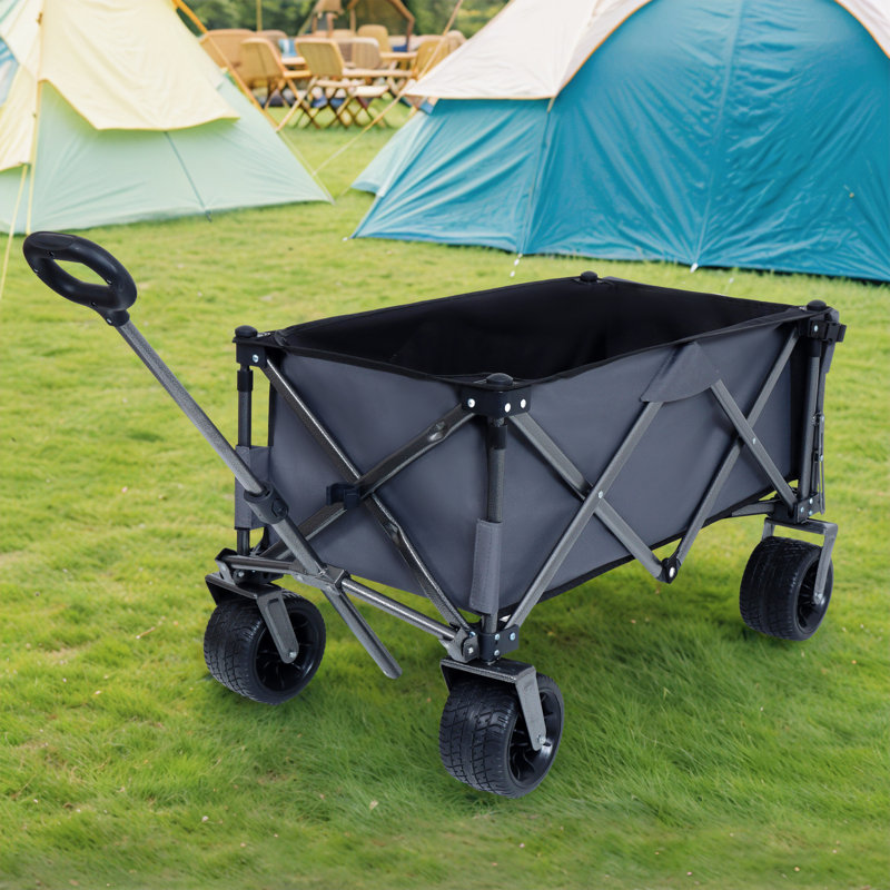 Chariot de jardin pliant pliable pour l'extérieur, Gris / Noir