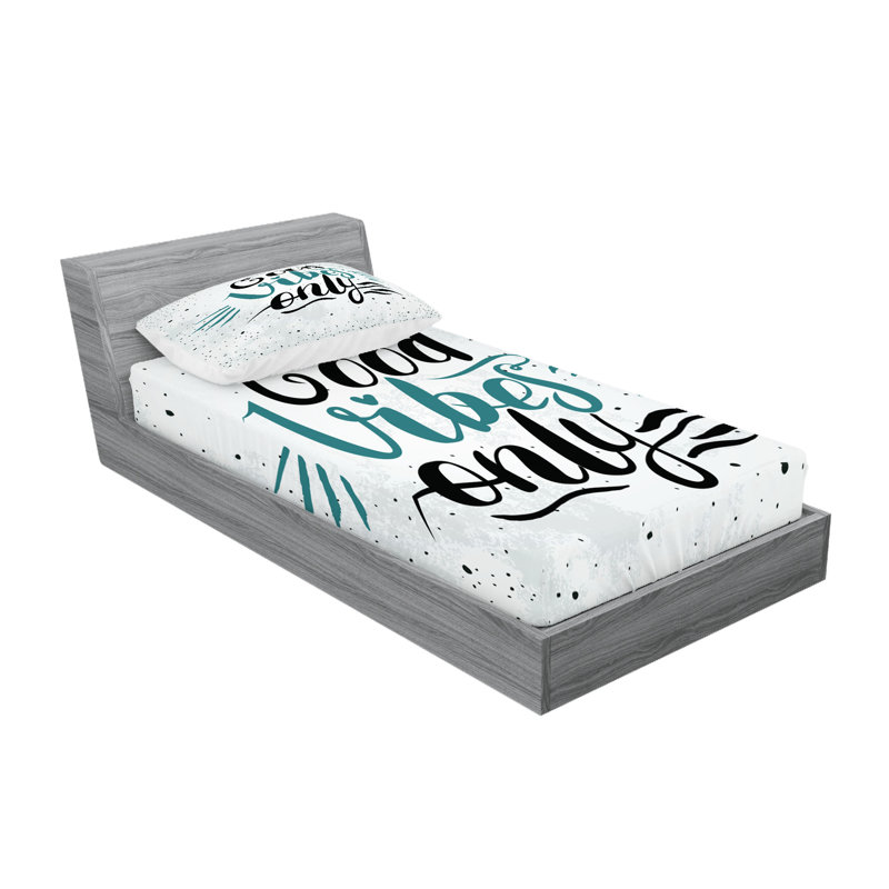 Drap-housse et coussin décoratif Ambesonne Chill, Ensemble de draps pour lit simple + 3 pièces supp