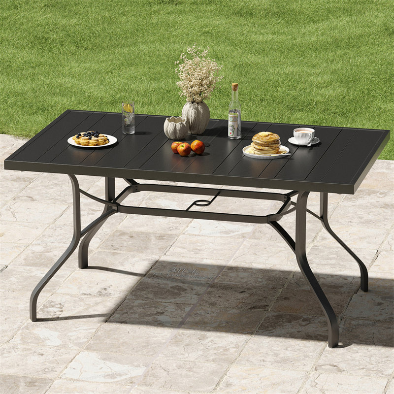 Table de salle à manger rectangulaire avec trou pour parasol 1,57 po