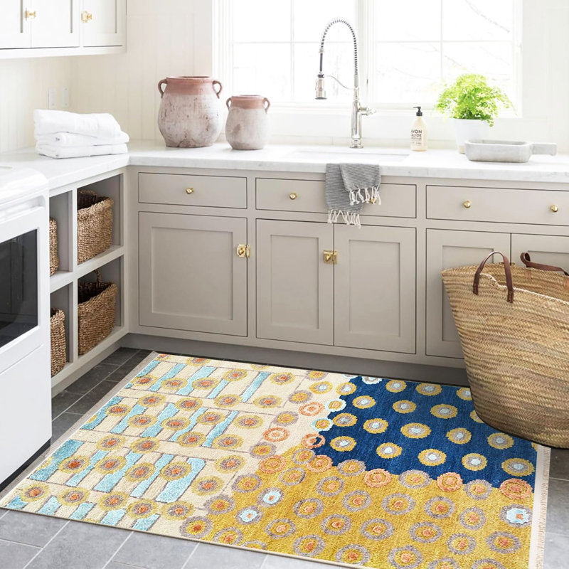 Tapis décoratif multicolore à motifs multicolores de la collection Barcelona, Rectangle 3 pi 11,24 po x 5 pi 10,87 po