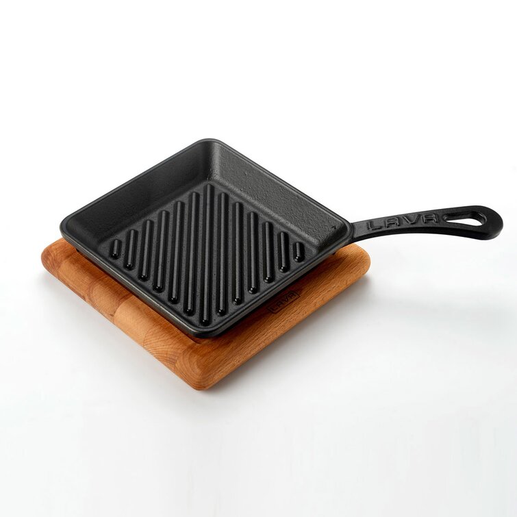https://assets.wfcdn.com/im/72514170/resize-h755-w755%5Ecompr-r85/1828/182821878/Lava+Enameled+Cast+Iron+Mini+Grill+Pan+6+inch-Square+with+Beechwood+Service+Platter.jpg