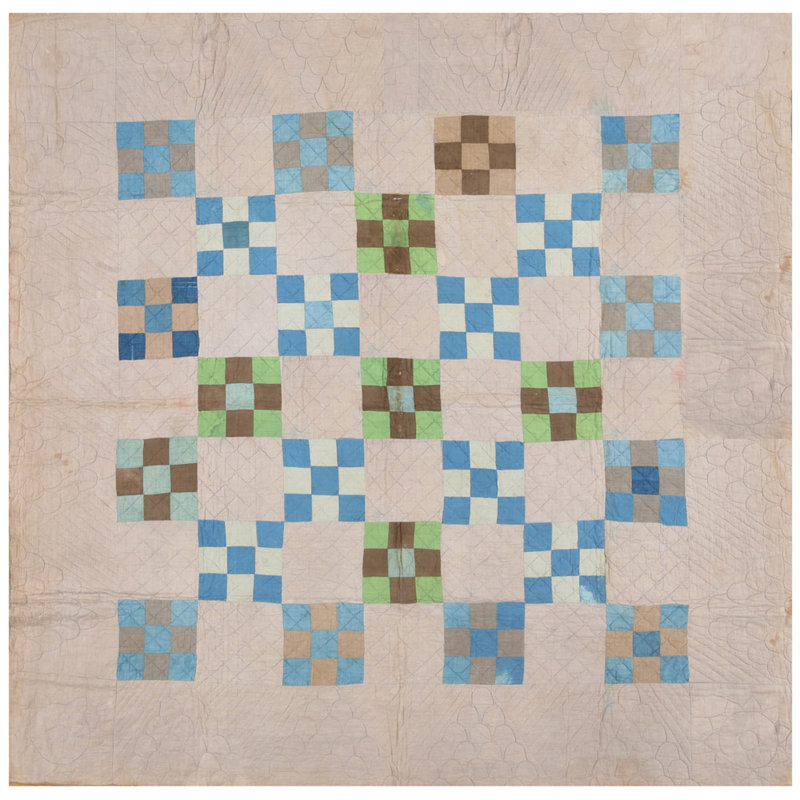 Tapis multicolore en laine noué à la main à motif géométrique Antique American Alla