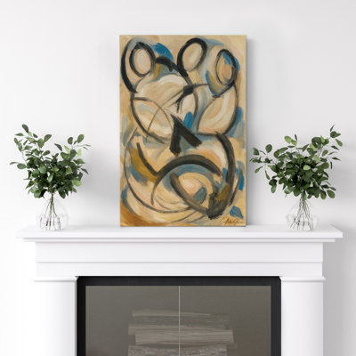 «Abstract Family Embrace», reproduction d'art sur toile - décor figuratif moderne pour bureau ou chambre à coucher