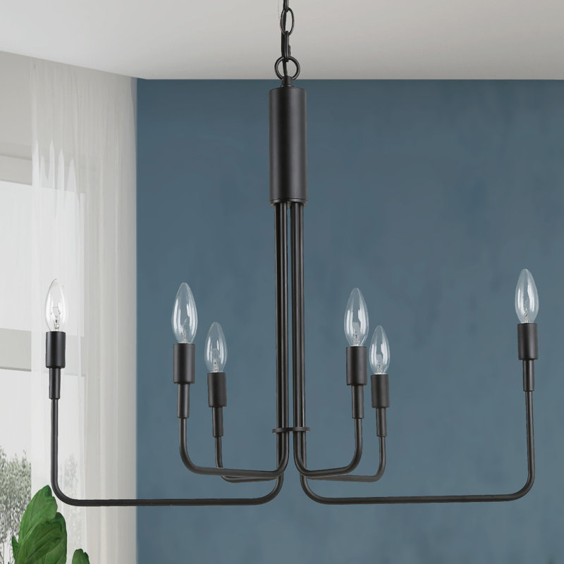 Reagan 6 - Light Dimmable Chandelier, Black