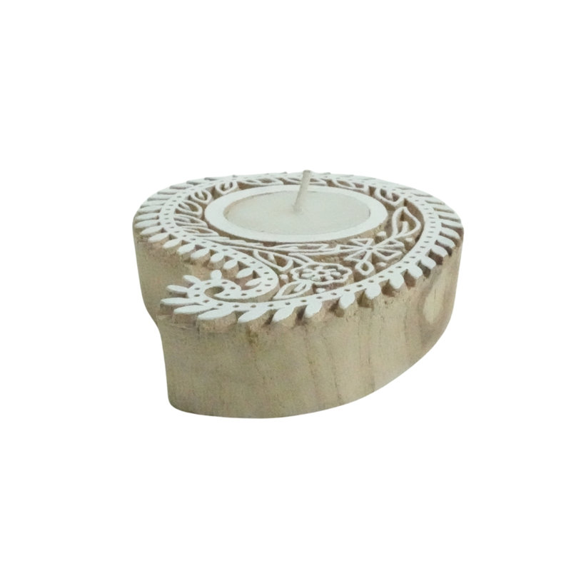  Handmade Wooden Candle Holder Natural Wood Stain Finish for Elegant Home Décor( Packof-5), 5