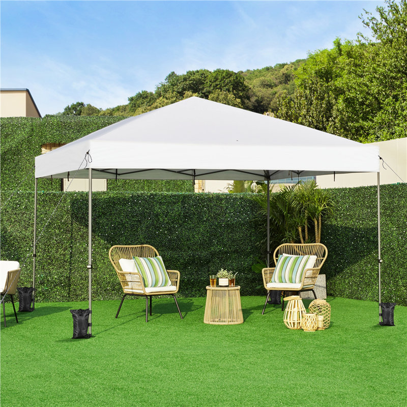 12 Ft. W X 12 Ft. D Metal Pop-Up Canopy with One-Push-To-Lock Setup Mechanism, White