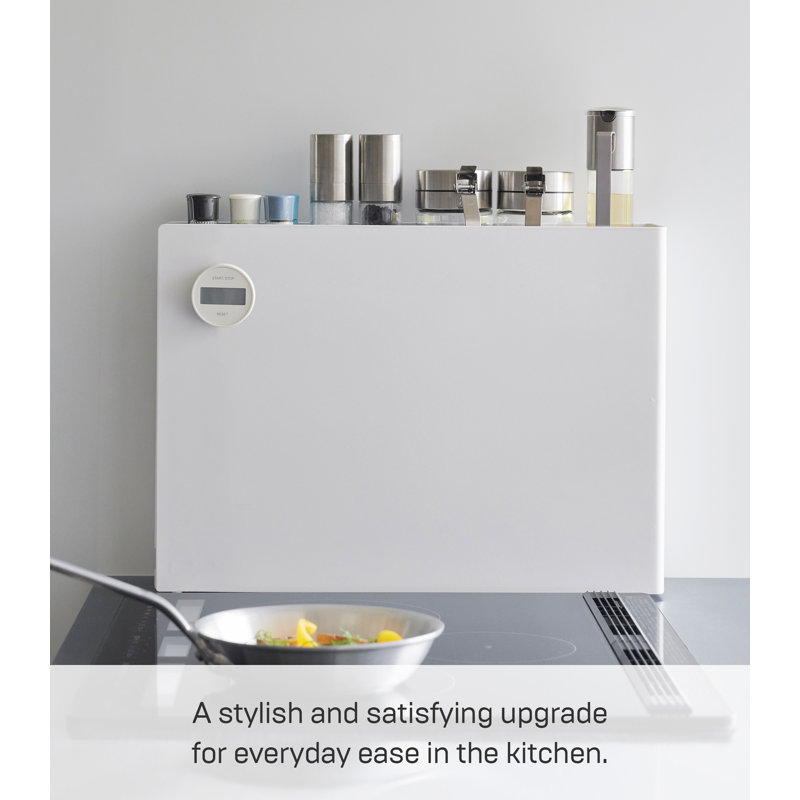 White Steel Magnetic Countertop Spice Rack with Drawer