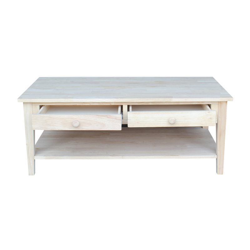 Tillar Solid Wood Coffee Table, Unfinished