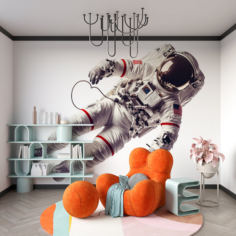 Astronaut Wall Decal Space Kids Room Decor Floating Astronaut Art 465Mv, H 16 po x l 9 po
