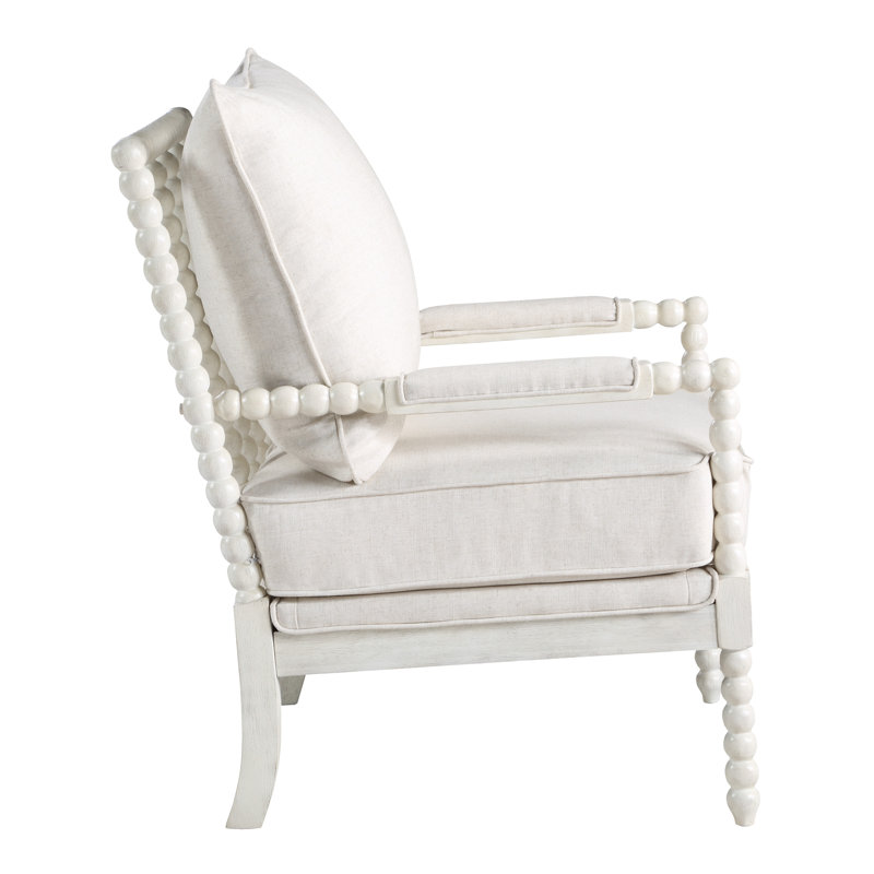 Fletcher 26.75" Wide Armchair, Ivory White 100% Polyester, Antique White