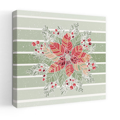 «Vintage Christmas Poinsettia», reproduction d'art rustique de pin poinsettia