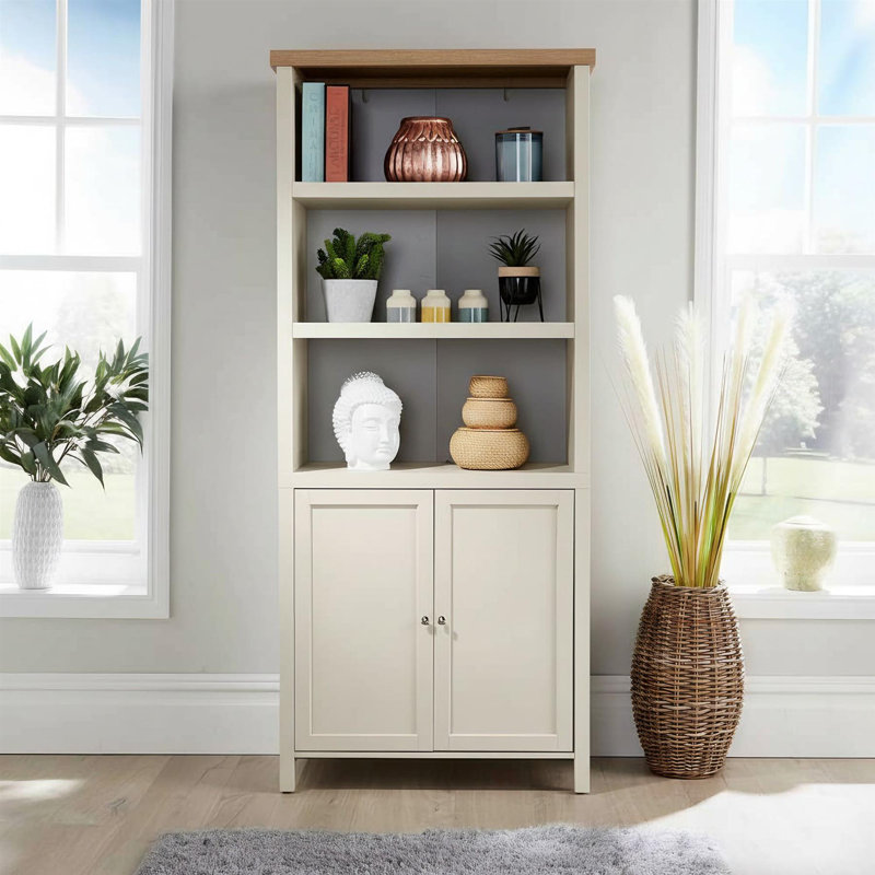 Raposa 2 Door Display Cabinet 3 Shelf Bookcase Storage Unit 36mm Thick Top, White
