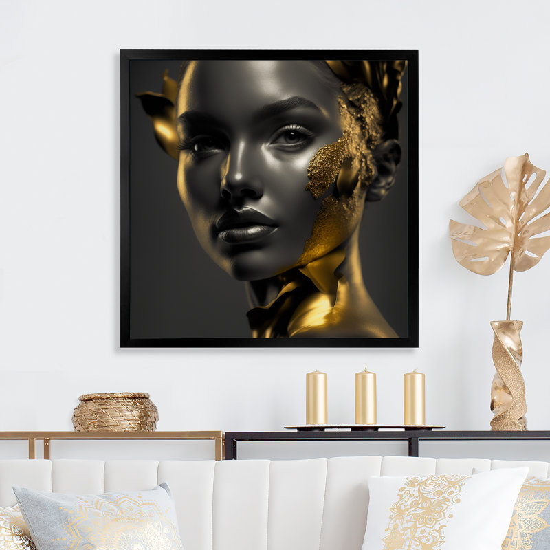 Avera Black And Gold Elegance V On Canvas Print