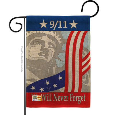 Breeze Decor G161060-Db September 11Th Burlap Americana Patriotic Impressions Decorative Vertical 13" X 18.5" Double Sided Garden Flag