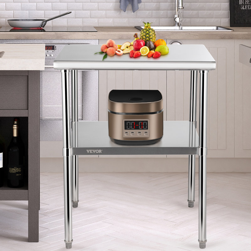 Heavy Duty Stainless Steel Kitchen Prep Table with Adjustable Undershelf